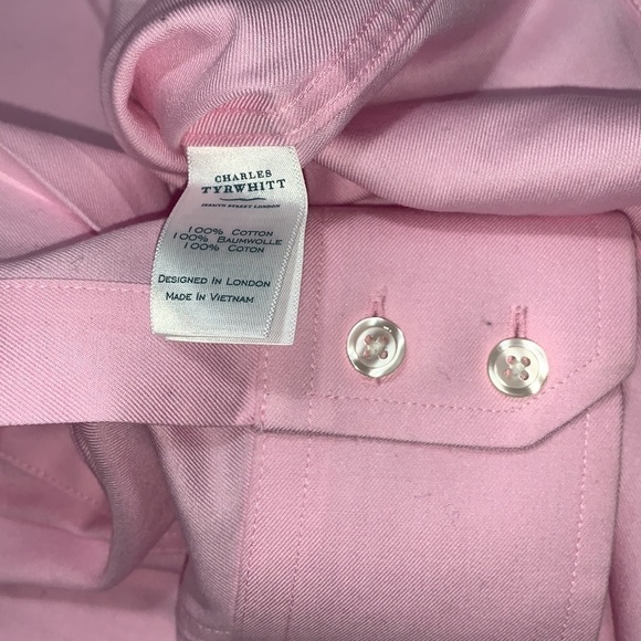 MEN’S Charles Tyrwhitt Pink Long Sleeve Button Down Shirt Slim FitSize 16-1/2-42 - Picture 5 of 5
